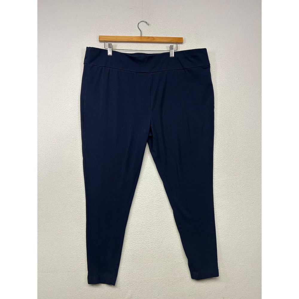 Casual Minimalist Terra & Sky Womens 3X Navy Blue Pull-On Stretch Leggings